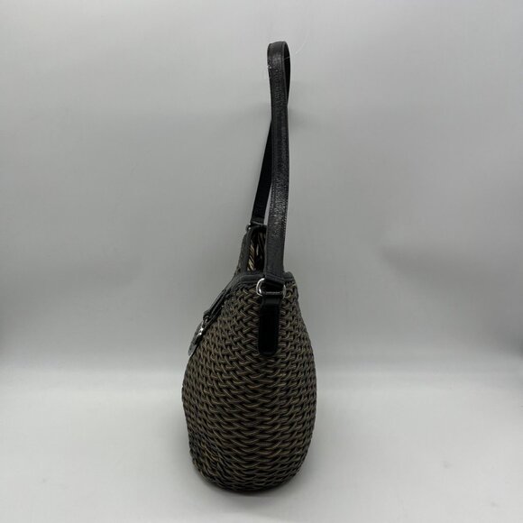 Brighton Black/Tan Jani Woven Shoulder Bag - Picture 3 of 10
